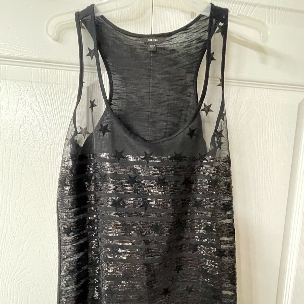 Guess Black Star-Accent Backless Tank Dress